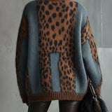 24-Hour-Shipping Leopard Print Turtleneck Sweater