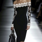 24-Hour-Shipping Lace Neckline Hip Dress