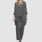 Iva™ Elegant Three-Piece Set | Coordinated Top, Jacket and Trousers