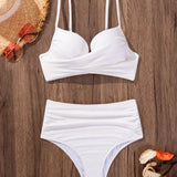 Sandra | High Support Crossed Top, High Waist Bikini
