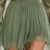 24-Hour-Shipping Fashion Bohemian Leaf Print Chiffon Mini Dress