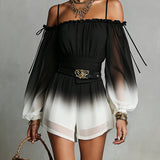 Black And White Ombre Off‑Shoulder Jumpsuit