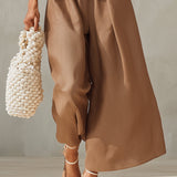 Brown Strapless 3D Floral Jumpsuit