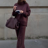 Elyza™ Soft Two-Piece Set | High-Neck Top and Wide-Leg Pants