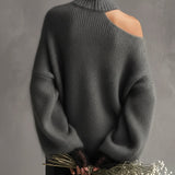 24-Hour-Shipping Gray Mohair Knit Sweater With Lace Cuffs