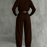 Jessica™ Elegant Top &amp; Straight-Leg Pants Set | Fitted Turtleneck and Tailored Trousers