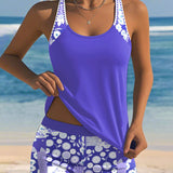 Suzan - Swimsuit Tank Top with Printed Boxer Set