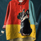 Mila Dog Art Shirt | Playful Long Sleeve Shirt