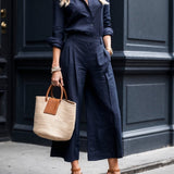 Nelle™ Elegant Shirt & Capri Set | Relaxed Shirt and Cropped Trouser Set