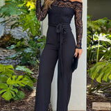 Michelle™ Elegant Jumpsuit + FREE BELT | Lace Detail One-Piece
