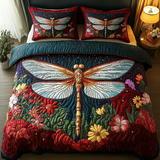 Golden Dragonfly 3-Piece Quilted Bedding Set NCU0DV4639