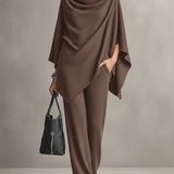 Sarina™ Elegant Drape Two-Piece Set | Flowing Top and Wide-Leg Trousers