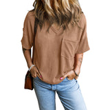 JANELLE™ | Casual Textured Pocket V-Neck Tee