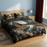 Rustic Log Cabin 3-Piece Quilted Bedding Set NCU0DK3573
