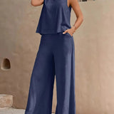 Danielle™ Sleeveless Two-Piece Set | Sleeveless Top and Wide-Leg Pants