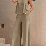 Danielle™ Sleeveless Two-Piece Set | Sleeveless Top and Wide-Leg Pants