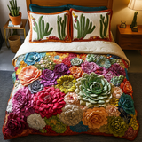 Succulent Symphony 3-Piece Quilted Bedding Set NCU0DV2518