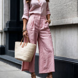 Nelle™ Elegant Shirt & Capri Set | Relaxed Shirt and Cropped Trouser Set