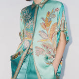 Eliza™ Elegant Two-Piece Set | Paisley-Print Shirt and Wide-Leg Pants