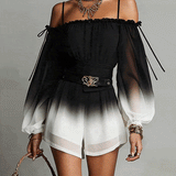 Black And White Ombre Off‑Shoulder Jumpsuit