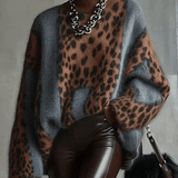 24-Hour-Shipping Leopard Print Turtleneck Sweater