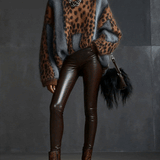 24-Hour-Shipping Brown Faux Leather Pants