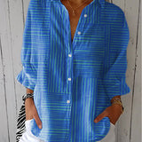 Pauline - Azure Stripe Blouse