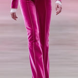 24-Hour-Shipping Barbie Pink Velvet Pants With Light Pink Trimmed